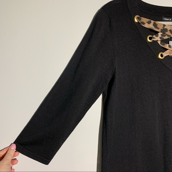 Women’s Cable & Gauge black cheetah print detail blouse size medium M - Picture 2 of 6